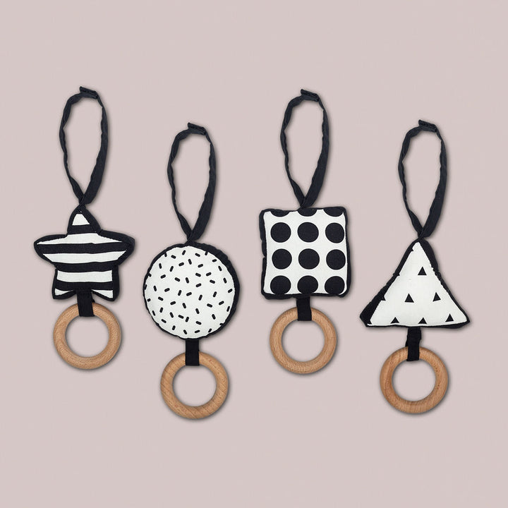 Soft black and white activity gym pendants