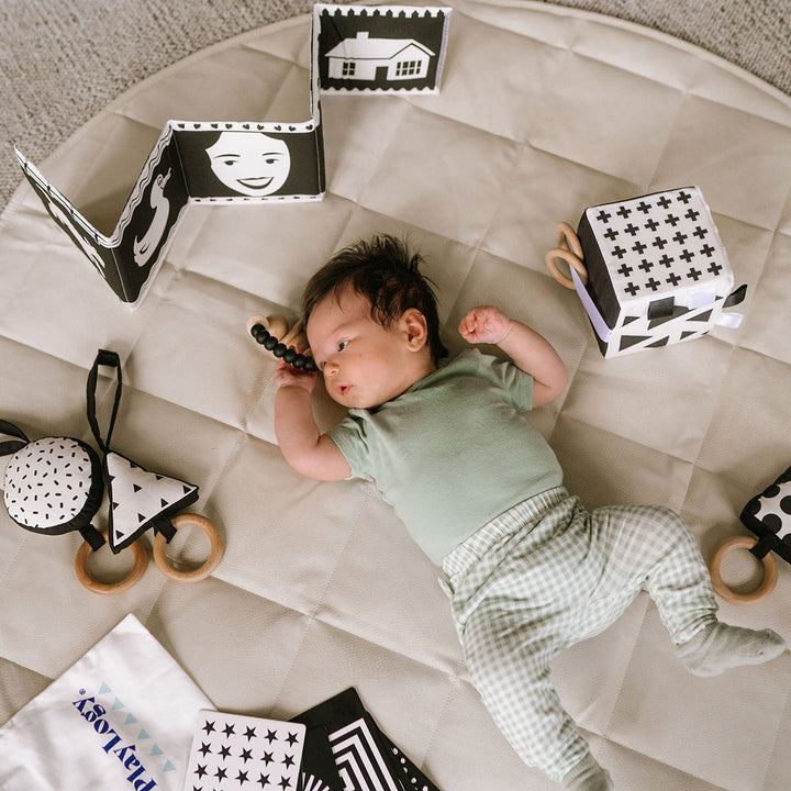 Newborn black and white sensory toys