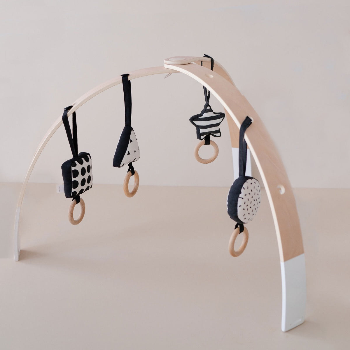 Baby Play Gym Wooden Activity Gym Black and White Hanging Toys PlayLogy